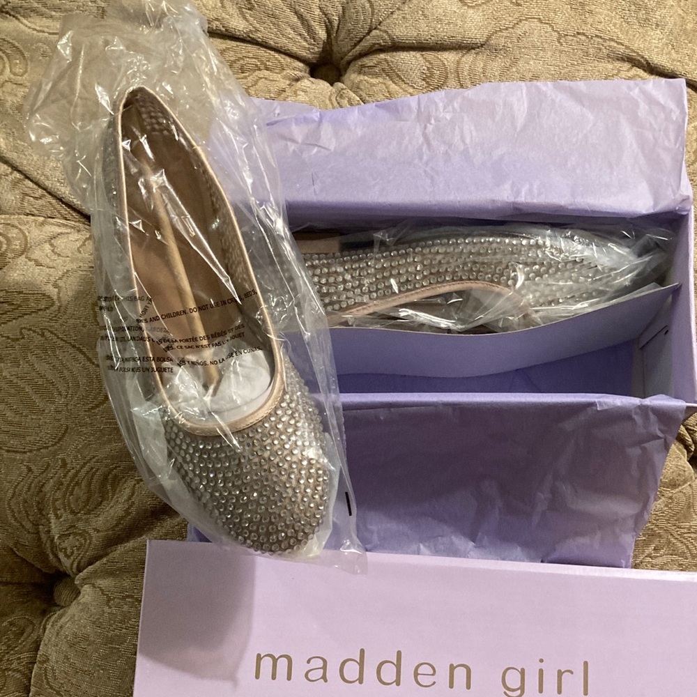 Madden Girl Silver Embellished Slip-Ons